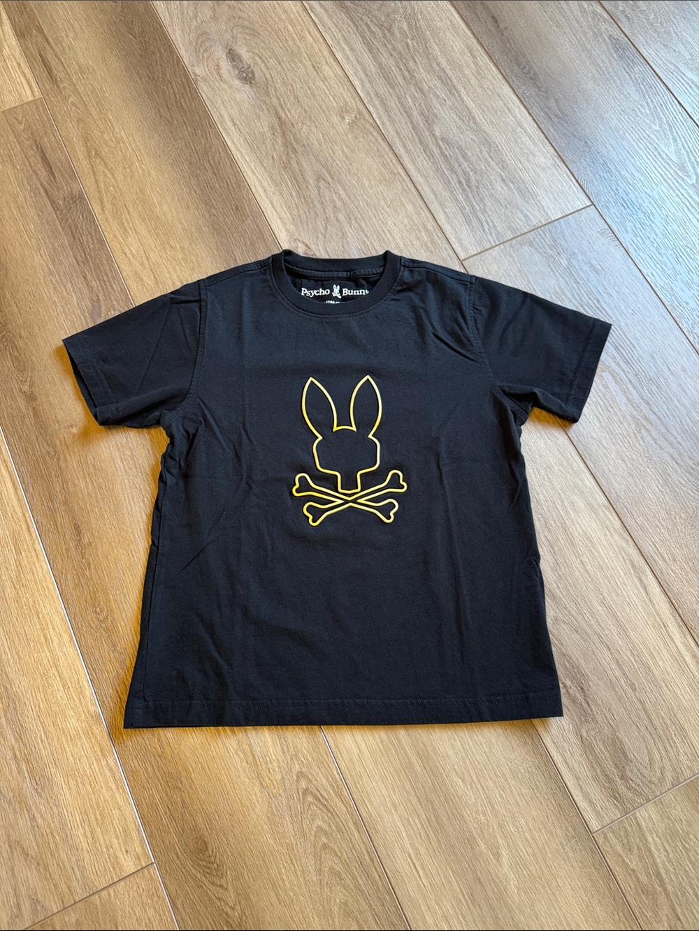 Psycho Bunny Black Short Sleeve Tee with Yellow Logo